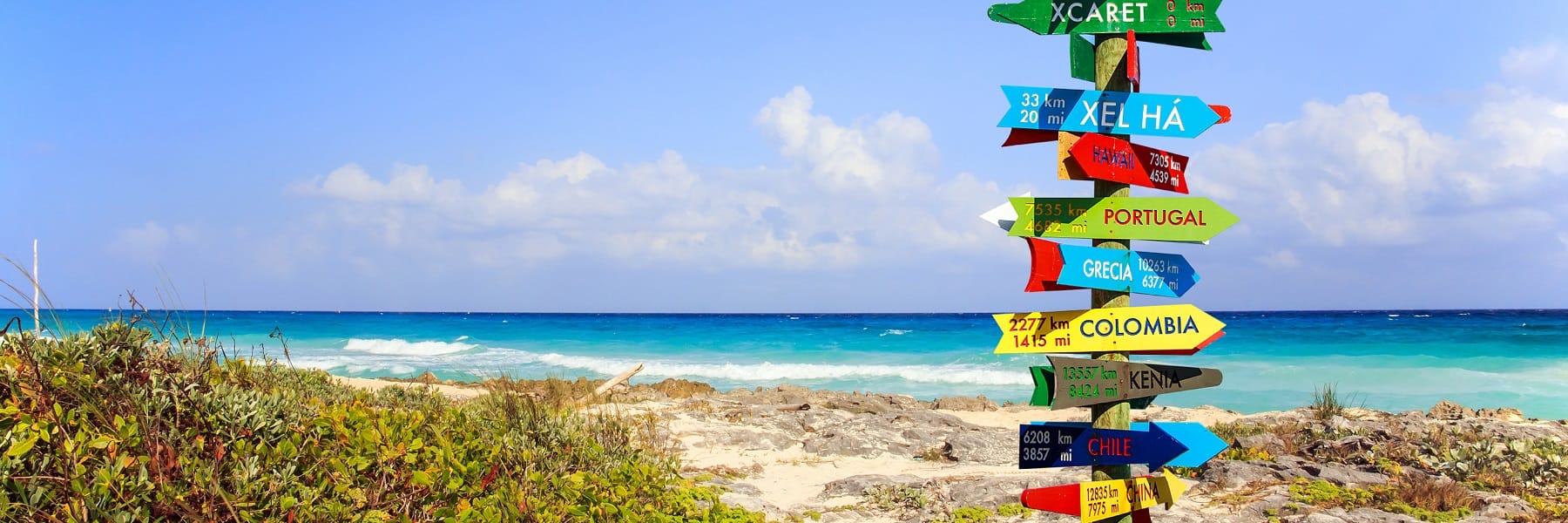 Signpost on the beach